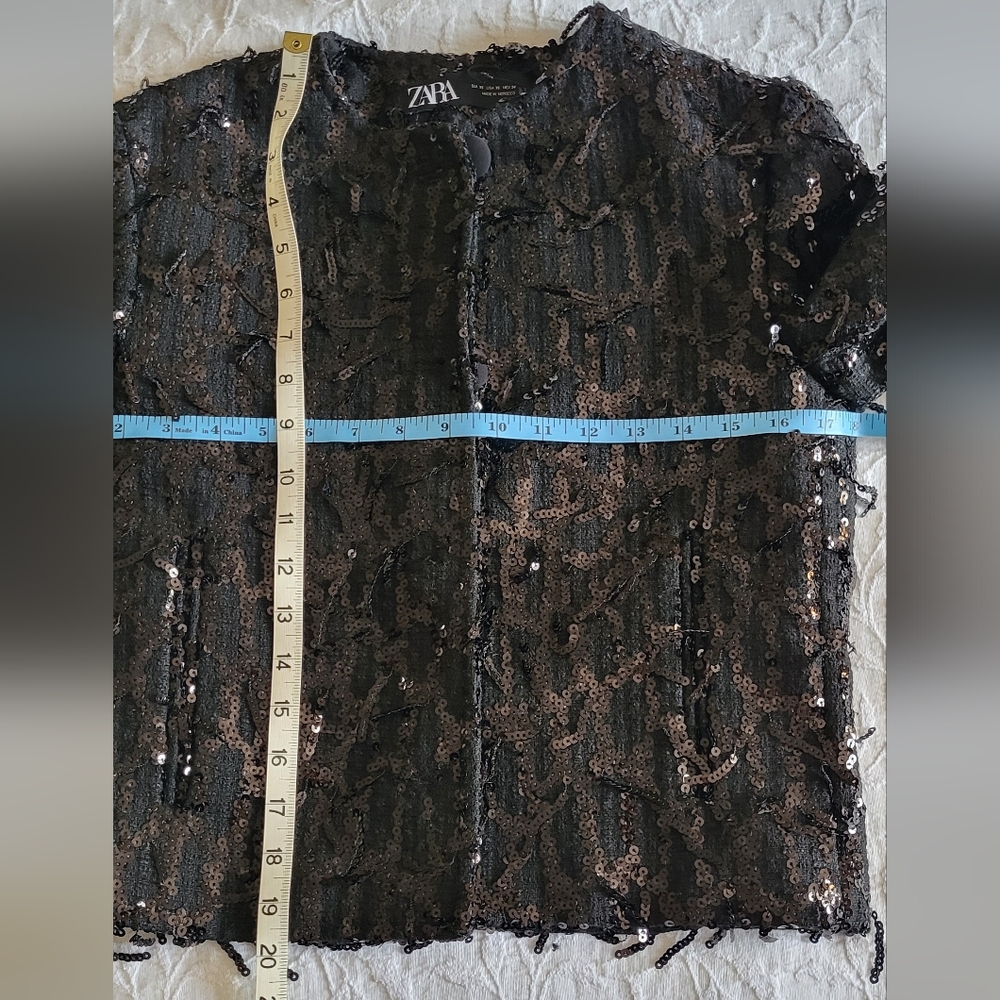 Zara Black Sequin Blazer - Picture 10 of 14
